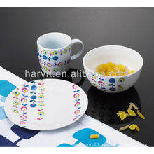 Ceramic 3 pcs Kids Breakfast Set With Leaf Decor